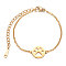 201 Stainless Steel Link Bracelets, with Cable Chains and Lobster Claw Clasps, Flat Round with Dog Paw Prints, Golden, 6-1/8 inch~6-7/8 inch(15.5~17.5cm), 1.5mm