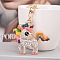 Alloy Rhinestone Keychains, with Enamel, Unicorn, Colorful, 4.5x4.2cm