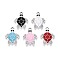 Alloy Rhinestone and Enamel Pendants, Turtle, Platinum, Mixed Color, 21x15x2.2mm, Hole: 1.6mm
