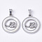 201 Stainless Steel Pendants, with Shell and Random Size Snap on Bails, Flat Round with Elephant, Stainless Steel Color, 23x20x2mm, Hole: 7~10x3~5mm