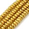 Electroplate Non-magnetic Synthetic Hematite Beads Strands, Grade AA, Long-Lasting Plated, Faceted, Rondelle, Golden Plated, 6x3mm, Hole: 1.5mm, about 132pcs/strand, 15.7 inch(40cm)