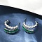 Twist Brass Micro Pave Cubic Zirconia Stud Earrings, Long-Lasting Plated, Cadmium Free & Lead Free, Rack Plating, Platinum, 19.5x10.5mm