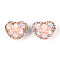 Heart Shape Polymer Clay Pave Rhinestone Beads, with Resin Flower & Glass, Focals Beads for Beadable Pens Jewelry Keychain Making, PeachPuff, 18~20.5x24.5~25.5x15.5~18mm, Hole: 1.8mm