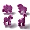 Animal Themed PET Plastic Cookie Cutters, with Iron Press Handle, Elephant, Lion, Giraffe & Horse, Old Rose, 47~65x45~56x18mm, 4pcs/set