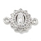 Rack Plating Brass Micro Pave Clear Cubic Zirconia Religion Virgin Mary Connector Charms, Long-Lasting Plated, Lead Free & Cadmium Free, Platinum, 12x16x2.2mm, Hole: 1.6mm