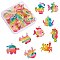 21Pcs 7 Styles Ocean Theme Transparent Resin Pendants, with Glitter Powder and Platinum Tone Iron Loops, Sea Animal Charm, Colorful, 25.5~34x18~30x8~10mm, Hole: 2mm, 3pcs/style