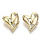 Brass Micro Pave Cubic Clear Zirconia Charms, Nickel Free, Heart, Real 18K Gold Plated, Clear, 13x11.5x3.5mm, Hole: 1.5x3.5mm