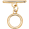 Brass Toggle Clasps, for DIY Jewelry Making, Ring, Real 18K Gold Plated, Ring: 13x1.5mm, Bar: 19.5x6.5x2mm, Hole: 1.6mm/2.5mm, 10sets/box