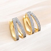 Латунные серьги-кольца из прозрачного кубического циркония EJEW-H158-15GP