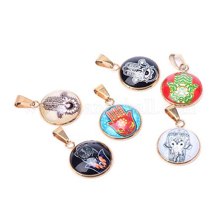 Hamsa рука / рука fatima / рука Miriam тема стеклянные подвески GLAA-R182-G-1