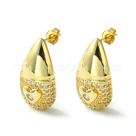 Серьги-гвоздики из латуни с цирконием EJEW-K267-07G-1