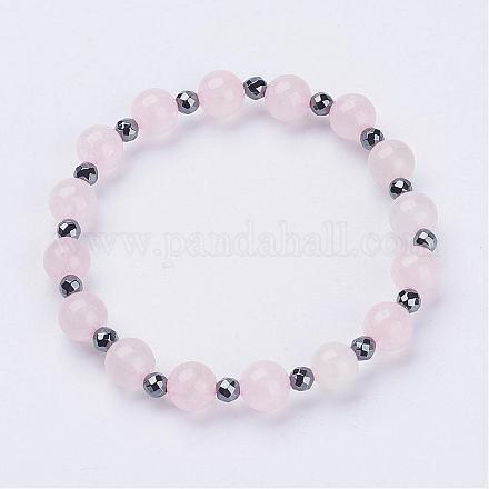 Естественно розовый кварц стрейч браслеты BJEW-JB02856-01-1