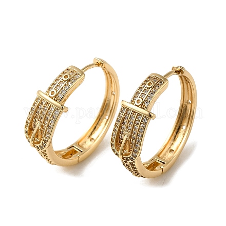 Серьги-кольца из латунного микро-паве с фианитами EJEW-L271-38KCG-1