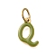 Ion Plating(IP) 304 Stainless Steel Enamel Alphabet Charms, with Jump Ring, Real 14K Gold Plated, Letter Q, 12.5x9.5x1mm, Hole: 5mm