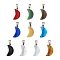 60Pcs 10 Colors Spray Painted Glass Pendants, with Platinum Plated Brass Bails, Moon, Mixed Color, 21.5x10.5x6mm, Hole: 4mm, 6pcs/color