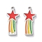 304 Stainless Steel Charms, with Enamel, Star with Rainbow Charm, Stainless Steel Color, 16.5x7x1.5mm, Hole: 1mm