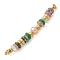 Natural Mixed Gemstone & Plastic Imitation Pearl Disc Beaded Connector Charms/Links, with 304 Stainless Steel Findings, Real 18K Gold Plated, 65mm, Hole: 3.5mm