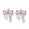 Brass Micro Pave Cubic Zirconia Pendants, Cadmium Free & Nickel Free & Lead Free, Bowknot, Platinum, 18x16.5x4~4.5mm, Hole: 4x2.5mm