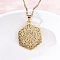 Hexagonal Flower 304 Stainless Steel Pendant Necklaces, Ion Plating(IP), Real 18K Gold Plated, 17.91 inch(45.5cm)