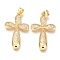 Brass Micro Pave Clear Cubic Zirconia Pendants, Cross, Real 18K Gold Plated, 31x19x3mm, Hole: 3mm