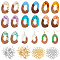 DIY Dangle Earring Making Kits, Including 18Pcs 9 Colors Resin & Walnut Wood Pendants, 36Pcs 2 Colors Brass Earring Hooks and 36Pcs 2 Colors Jump Rings, Mixed Color, Pendants: 38x23.5x3mm, Hole: 2mm, 2pcs/color