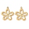 304 Stainless Steel Pendants, Manual Polishing, Flower Charm, Ion Plating(IP), Golden, 16.5x15x2mm, Hole: 1.4mm