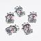 Alloy Enamel Kitten Pendants, with Rhinestone, Lead Free and Cadmium Free, Cartoon Cat Shape, Platinum, Black, 19x14x3mm