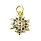 Brass Micro Pave Colorful Cubic Zirconia Pendants, Cadmium Free & Nickel Free & Lead Free, with Jump Ring, Star Charms, Real 18K Gold Plated, 13.5x10x2mm, Hole: 3mm