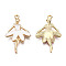 Light Gold Plated Alloy Pendants, with Enamel, Ballet Dancer, White, 30.5x18x2.5mm, Hole: 1.8mm