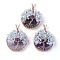 Natural Amethyst & Aquamarine Big Pendants, with Rose Gold Tone Brass Findings, Flat Round with Tree of Life, 58~61.5x44~48x14~16.5mm, Hole: 4~5x3.5~6mm