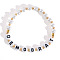 Minimalist ABS Imitatiom Pearl Round Beads Stretch Bracelets for Women, Word Demo Brat, with Acrylic & Brass, White, Inner Diameter: 6-7/8 inch(17.5cm)
