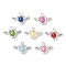 Spray Painted ABS Plastic Imitation Pearl Beads Pendants, Heart shape & Wings, with Alloy Bead Frame & Iron Loop, Mixed Color, 18.5x27.5x7.5mm, Hole: 3mm