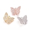 Brass Micro Pave Cubic Zirconia Links, Butterfly, Clear, Mixed Color, 8x10x2.5mm, Hole: 1.2mm and 1mm