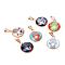 Hamsa Hand/Hand of Fatima/Hand of Miriam Theme Glass Pendants, with 201 Stainless Steel Findings, Flat Round, Golden, Mixed Color, 26.5x22x6.5mm, Hole: 6x4mm