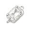 Brass Micro Pave Clear Cubic Zirconia Box Clasps, Cadmium Free & Nickel Free & Lead Free, Rectangle, Platinum, 15.5x7.5x6.5mm, Hole: 1.4mm and 1.2mm