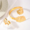 Leaf Alloy Cuff Bangles & Cuff Rings Sets, Golden, Inner Diameter: 58mm