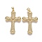 Brass Micro Pave Cubic Zirconia Pendants, Cross, Clear, Real 18K Gold Plated, 34.5x22x3.5mm, Hole: 3.5x5mm