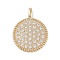 Brass Micro Pave Clear Cubic Zirconia Pendants, Cadmium Free & Nickel Free & Lead Free, Flat Round , Real 18K Gold Plated, 25x19x3.5mm, Hole: 1.8mm
