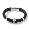 Braided Microfiber Leather Cord Bracelets, 304 Stainless Steel Anchor Bracelets for Men, Stainless Steel Color, 8-1/8 inch(20.5cm)