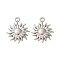 201 Stainless Steel Pendants, Sun Charm, Anti-Tarnish, Stainless Steel Color, 23x19.5x2.5mm, Hole: 2mm