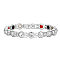 Stainless Steel Watch Band Bracelets, with Grade AAA Cubic Zirconia, Stainless Steel Color, 8-1/2 inch(21.5cm)