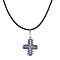Glass Seed Cross Pendant Necklaces, with Nylon Cords, Dark Slate Blue, 19.49 inch(49.5cm)