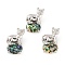 Shell Pendants, with Platinum Brass Findings, Tiger with Oval, Green, 32x20.5x8.5mm, Hole: 6x7mm
