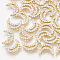 Brass Cubic Zirconia Charms, Cadmium Free & Nickel Free & Lead Free, Moon, Clear, Real 18K Gold Plated, 9x7x1.5mm, Hole: 0.8mm