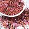 Transparent Glass Round Seed Beads, Inside Colours, Round, Coral, 6/0, 4x3mm, Hole: 1.2mm, about 161pcs/10g