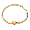 304 Stainless Steel Snake Chain Bracelets for Women, Heart, Real 18K Gold Plated, 10-1/4x1/8 inch(26x0.35cm), Inner Diameter: 3-1/4 inch(8.3cm)