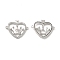 Brass Micro Pave Clear Cubic Zirconia Connector Charms, Cadmium Free & Nickel Free & Lead Free, Heart Links with Crown, Platinum, 18.5x22.5x3mm, Hole: 1.2mm