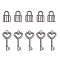 10Pcs 2 Styles 304 Stainless Steel Pendants, Heart Key with Pad Lock, Stainless Steel Color, 5pcs/style