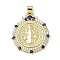 Brass Micro Pave Cubic Zirconia Pendants, Saint Benedict, Lead Free & Cadmium Free, Long-Lasting Plated, Flat Round, 26x22.5x2mm, Hole: 5x3mm