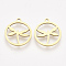 201 Stainless Steel Pendants, Laser Cut Pendants, Flat Round with Dragonfly, Golden, 16.5x14.5x1mm, Hole: 1.4mm